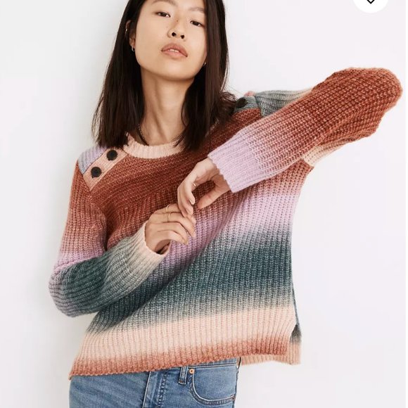 Madewell Sweaters - NWT Madewell Space Dye Button Shoulder Knitted Pullover Sweater Space Sorbet